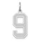 14K White Gold Medium Satin Number 9 Charm Pendant Jewerly 21mm x 8mm